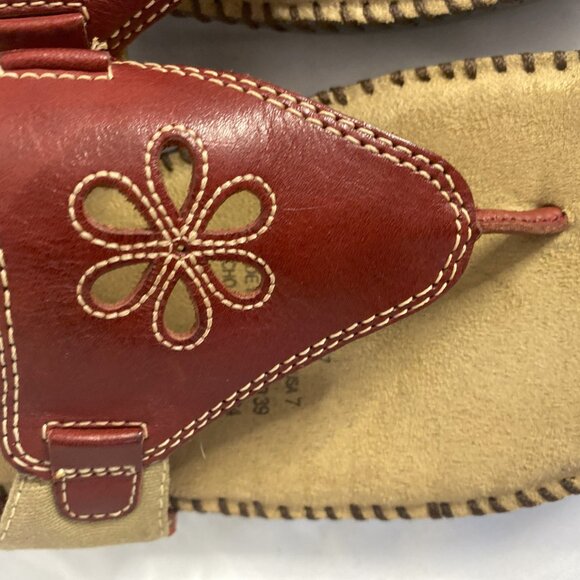 DR SCHOLLS red Leather Susie II Thong flip flop Sandals, size 7 - Picture 6 of 6